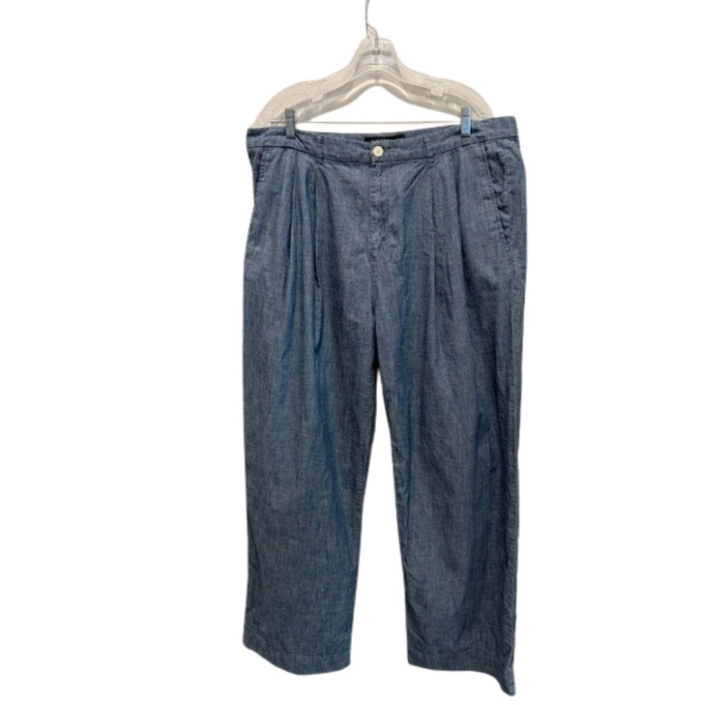 Ralph Lauren Blue Wide Leg Pants 16W Linen Blend - Picture 4 of 9